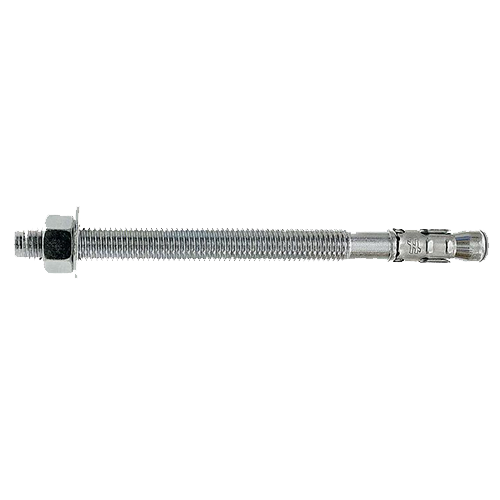 Simpson Strong-Tie Strong-Bolt 2 expansion anchor with nut and washer, ideal for fastening applications in cracked and uncracked concrete.